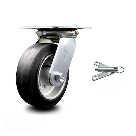 6 Inch Heavy Duty Rubber On Aluminum Caster With Ball Bearing And Swivel Lock